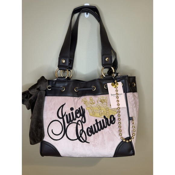 JUICY COUTURE The Key To Juicy Tote Dusty Blush Pink & Brown W/ Bow NWT - Picture 1 of 4